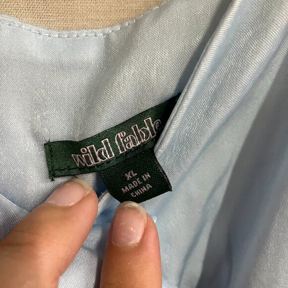 Wild Fable Women XL Light Blue Rosette Mini Babydoll Ruffle Sleeveless Dress - Picture 4 of 13